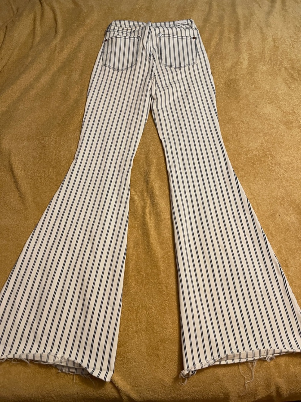 Judy Blue White and Blue Vertical Stripe Flare Jeans - Picture 2 of 6